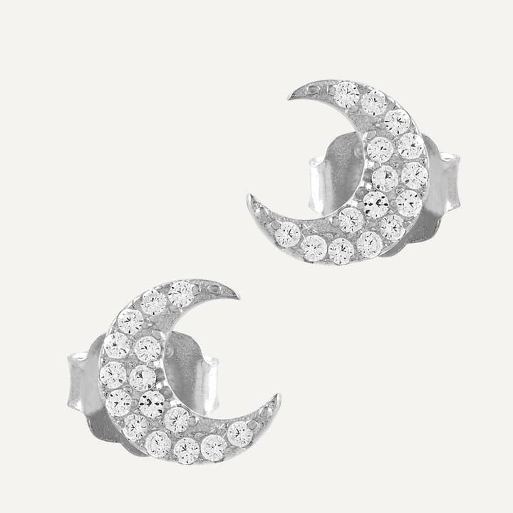 Itemporality - Wholesale Huggie Earrings - Luna Silver Earrings with Zirconias2