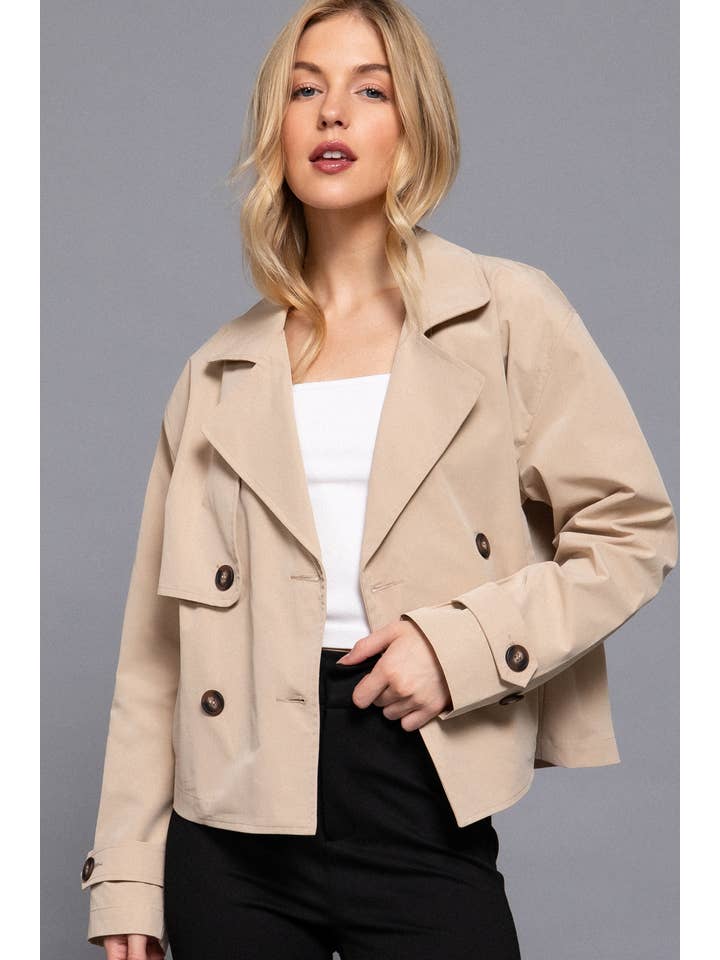 Active Basic | Active USA - Vente Veste – femme - Trench court à double boutonnage à manches longues sur le devant8