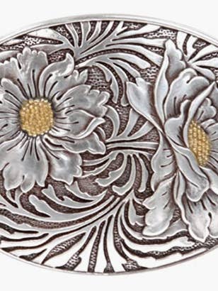 Oval Sunflower Engraving Belt Buckle 1793 for wholesale by SimpleNGreat