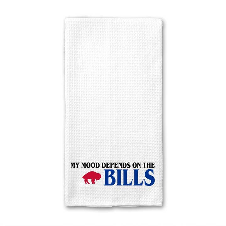 My Mood Depends On The Bills Waffle Weave Towel for wholesale by Into The Desert