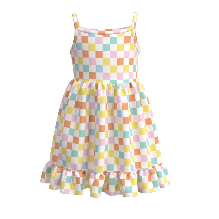 Little Trendy - Wholesale Dress - Kids - Girls daily suspender plaid ruffle dress