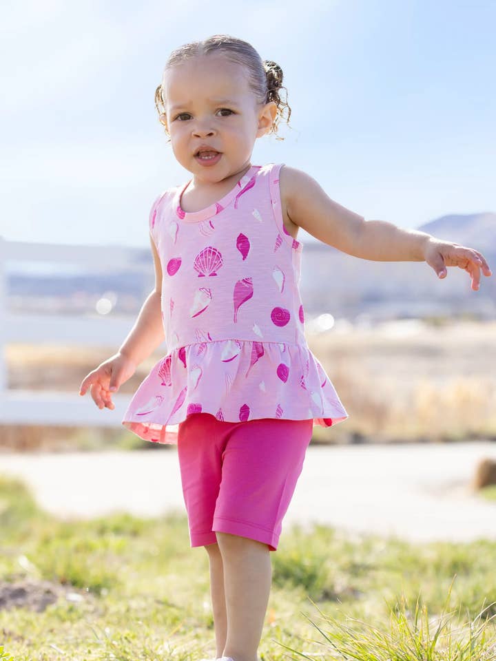 Monica + Andy - Wholesale Tank Top - Kids - Racerback Peplum Tank_Pink Seashells