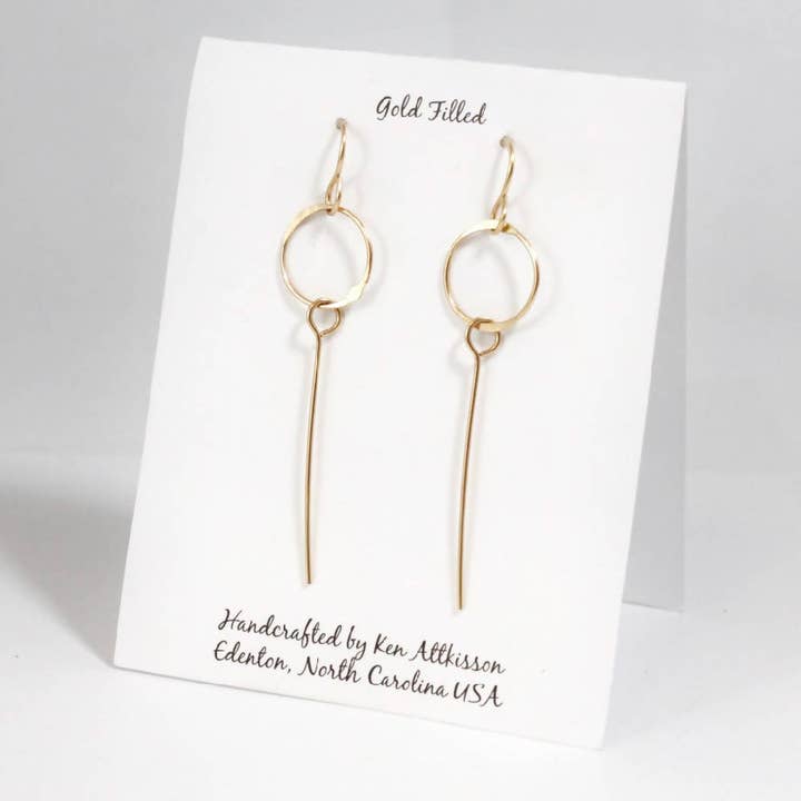 14K guld fyllda örhängen cirkel w/droppe för wholesale av Ken’s handcrafted jewelry