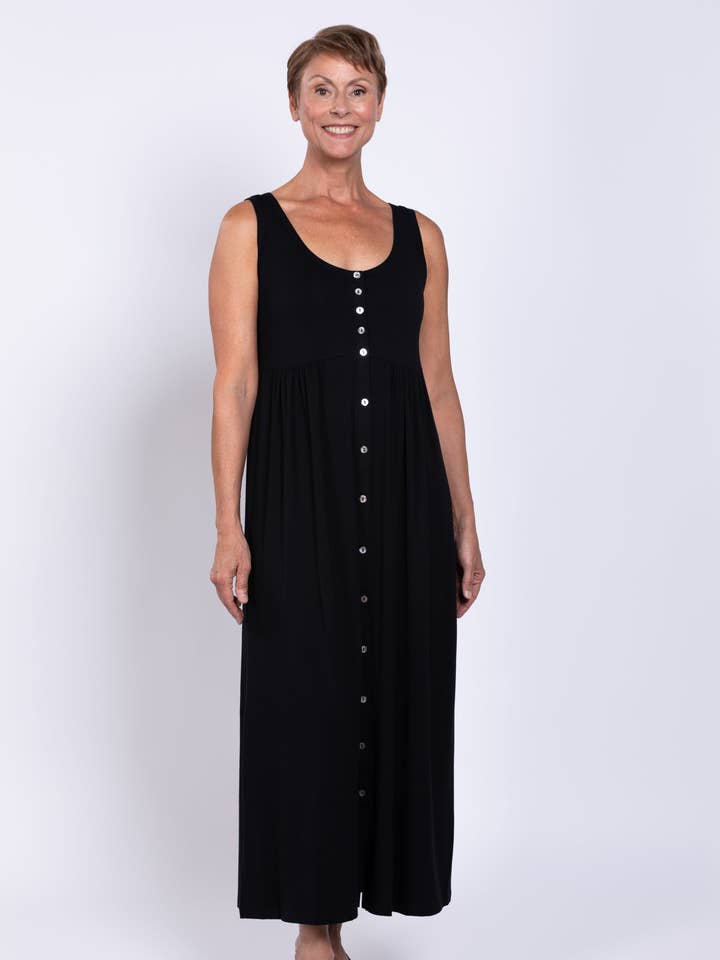 Liane Sleeveless Dress, Black, Bamboo for wholesale by Blue Sky Clothing Co LLC