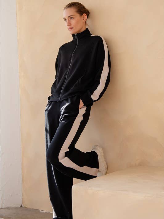 Sunday Morning - Wholesale Athletic Jacket - Women's - J333137-STRIPING ZIP UP MODAL SCUBA JACKET4