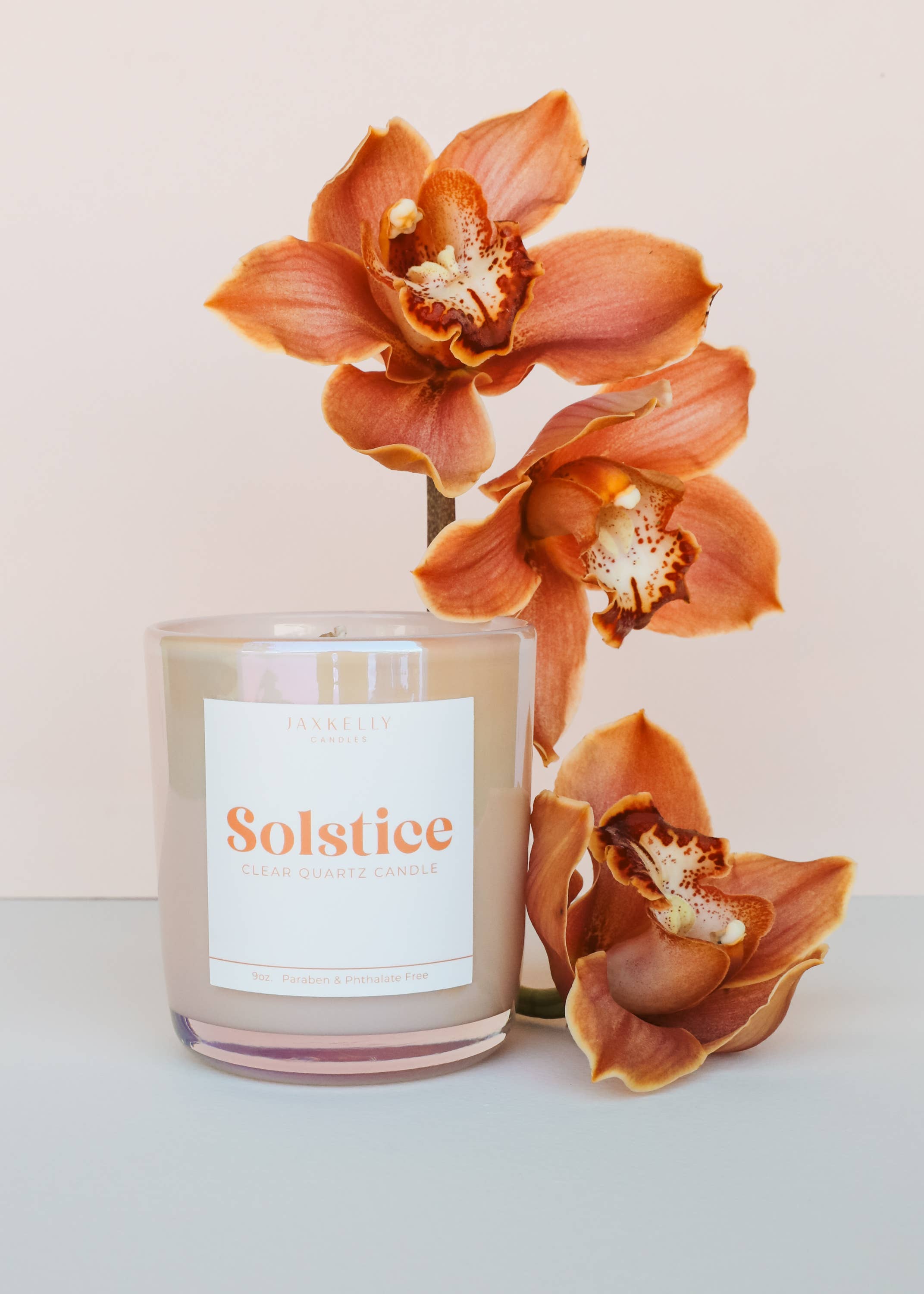 JaxKelly Candles - Wholesale Jar/Filled Candle - 9oz - Solstice Crystal Candle - Peach0