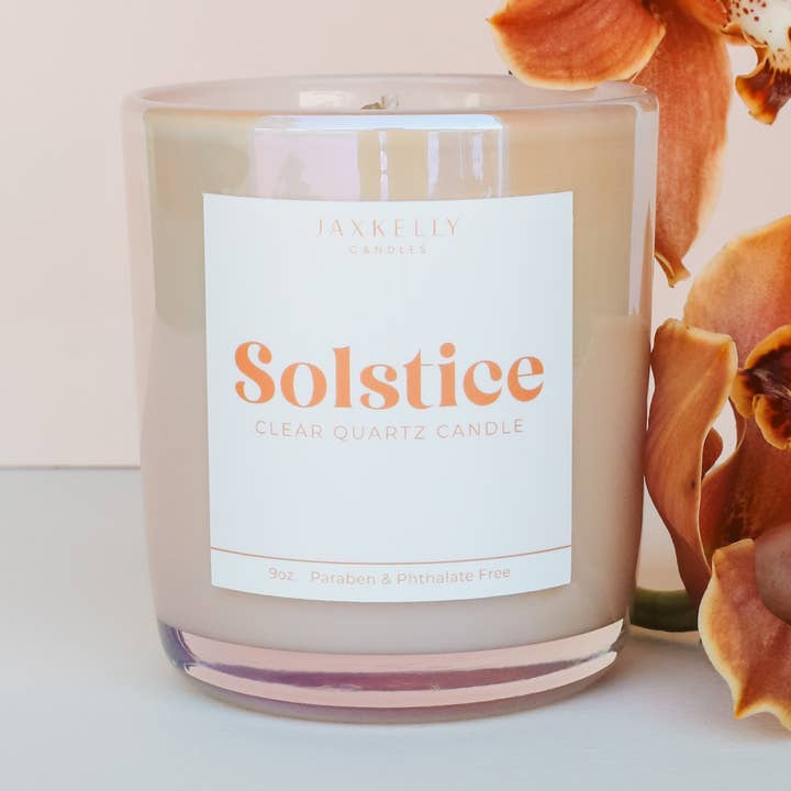JaxKelly Candles - Wholesale Jar/Filled Candle - 9oz - Solstice Crystal Candle - Peach0