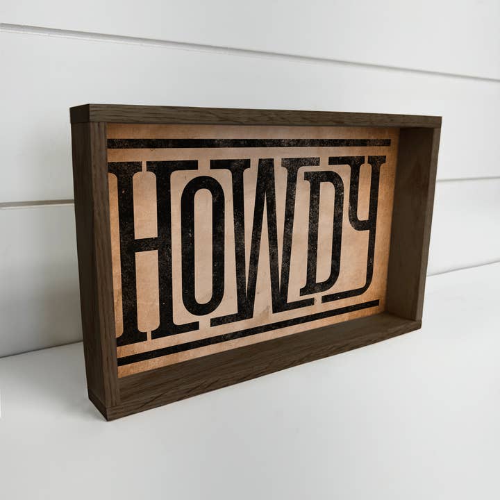 Hangout Home - Wholesale Sign - Howdy Typography - Western Word Canvas Art - Wood Framed Art