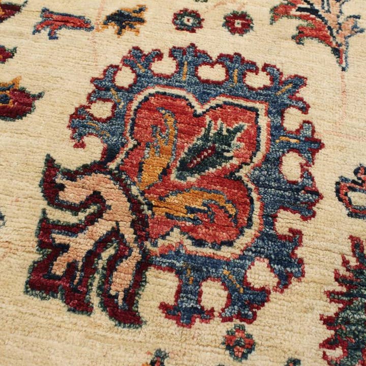 Cabin Khurgeen Sulema Beige/Red Wool Round - 10'0'' x 10'3'' for wholesale by Arshs Fine Rugs