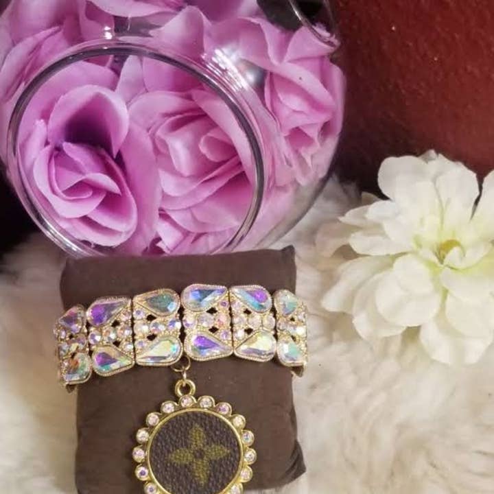 Upcycled LV AB bling stretchy bracelet for wholesale by Upcycled Always & Forever accessories