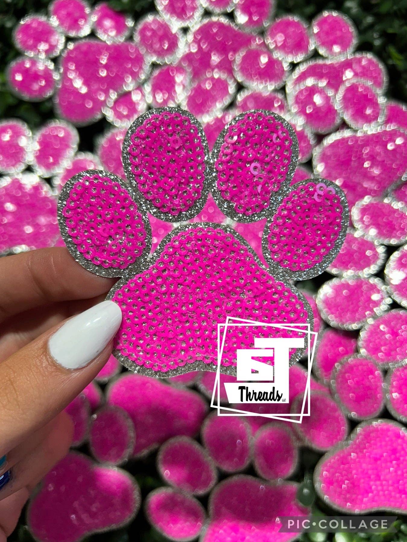 6j Threads LLC - Wholesale Patch - Sequin Paw Print Cap Patches8