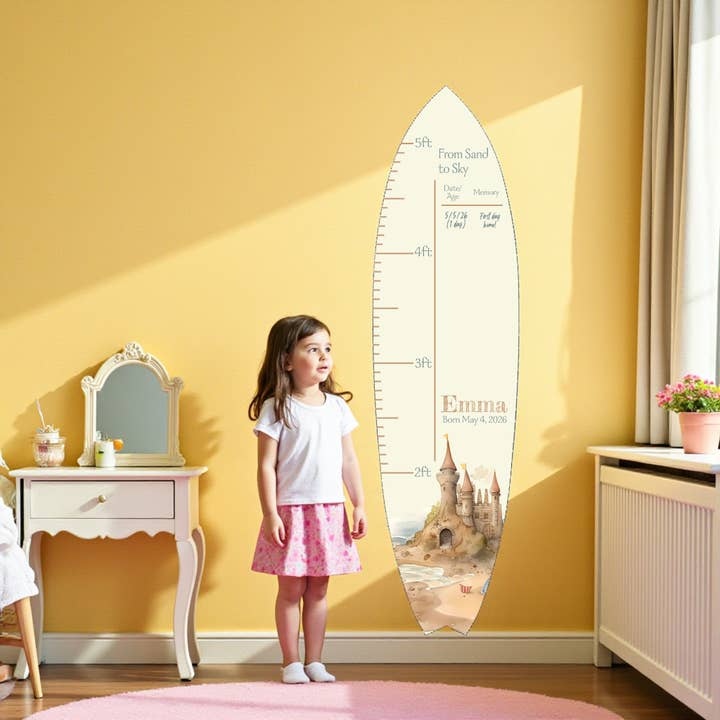 Gráfico de Crescimento de Pranchas de Surf, Tema de Castelo de Areia por atacado de JennyGems