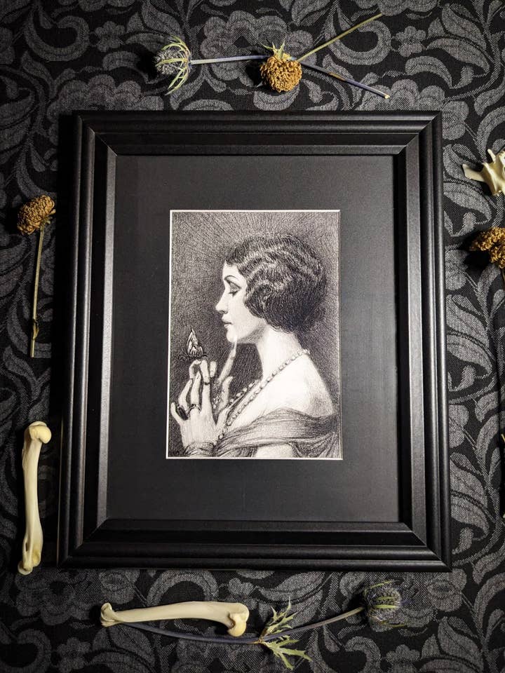 8x10" Framed "Butterfly Dreams" Matted 5x7" Print for wholesale by Studio Umbralux