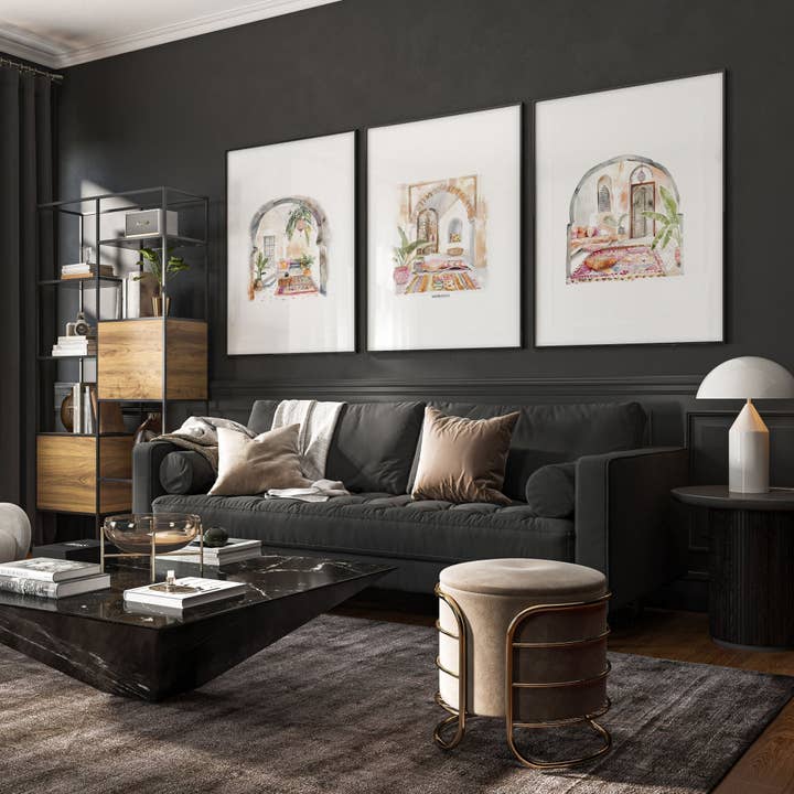 Living Room Paintings | Set of 3 Moroccan Inspired Wall art Prints for wholesale by About Wall Art