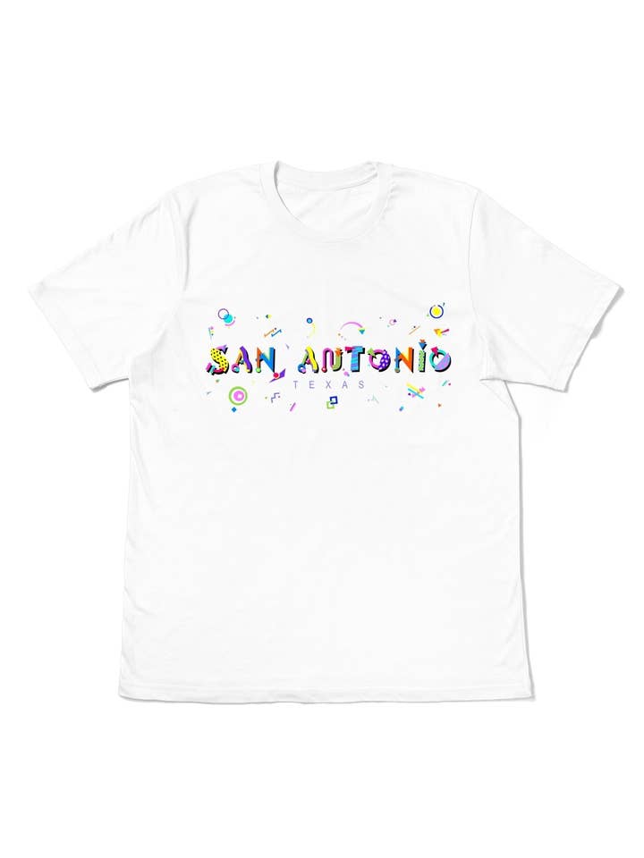 San Antonio POPtype T-Shirt – Bold, Vibrant & Full of Texan Spirit 🌟 for wholesale by Tourist Tee Co.