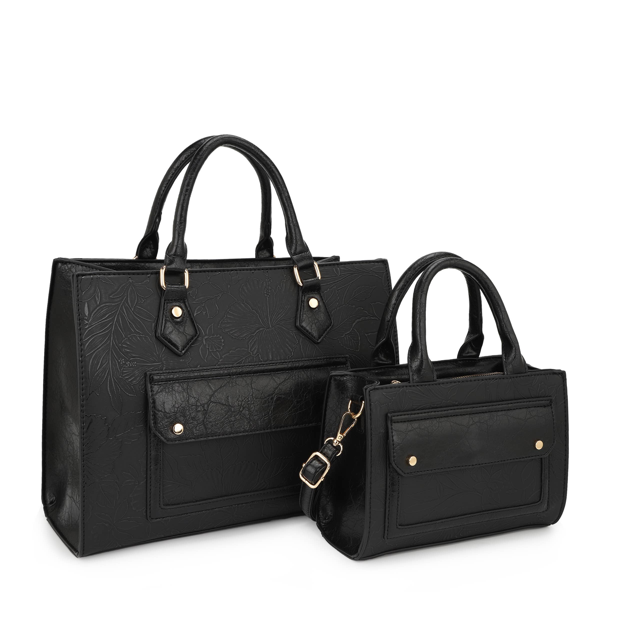 KAYLA+AVA - Vendita all'ingrosso Borsa tote - Donna - Set di borse tote con motivo floreale in rilievo Margaret Hibiscus0