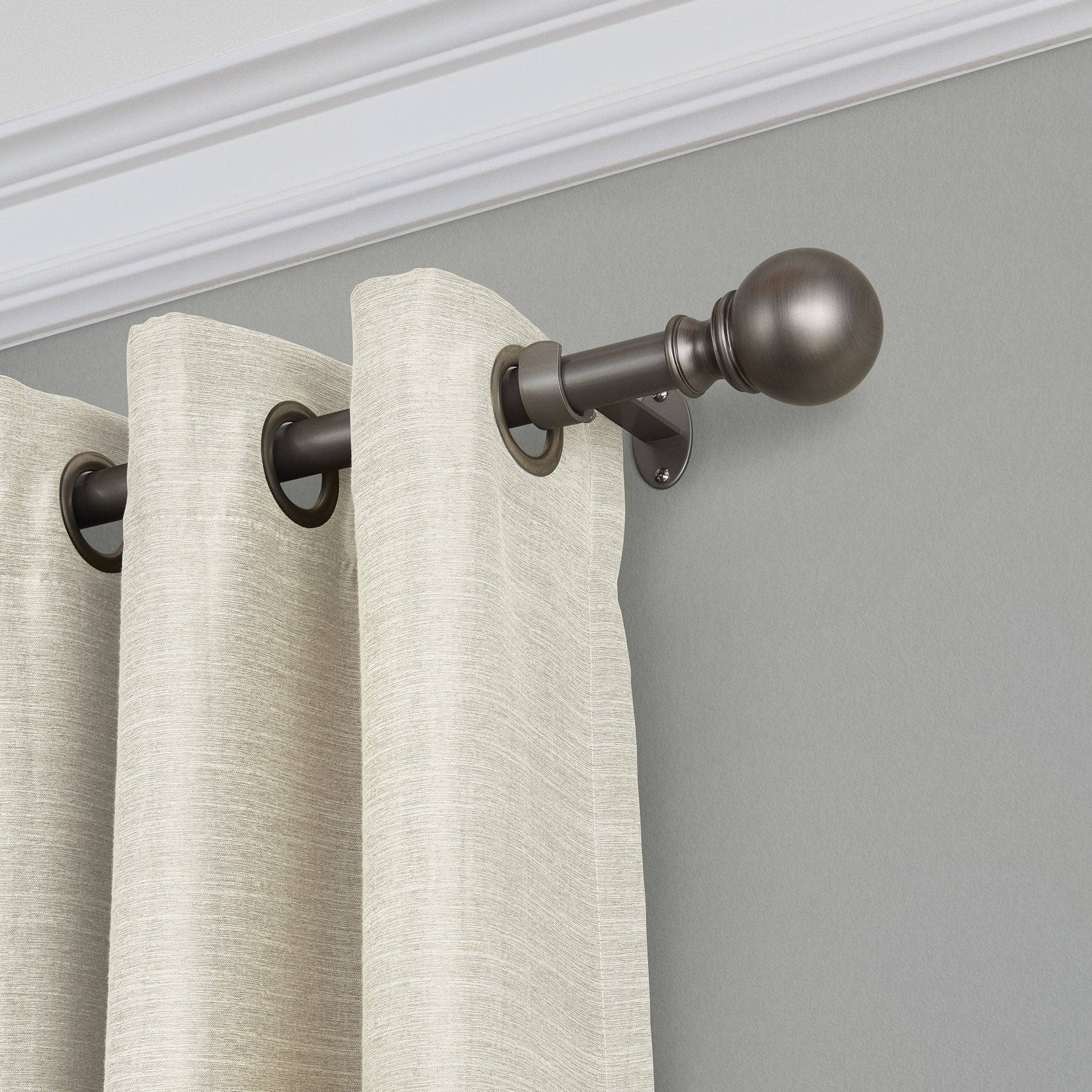 Threadmade Home - Wholesale Curtain Rod - Cordelia 1" Window Drapery Single Curtain Rod with Globe Ball Finial1