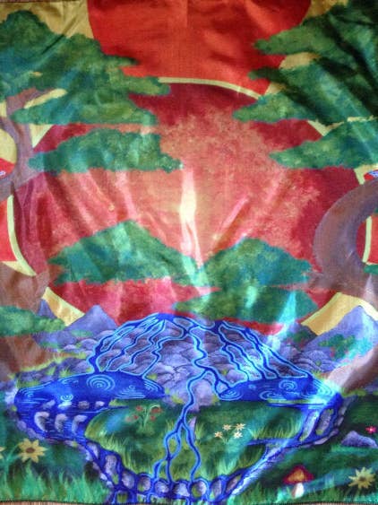 Tapiz Sunshine Daydream Grateful Dead, diseño de la artista Enlighten Melanie Bodnar para venta al por mayor de Enlighten