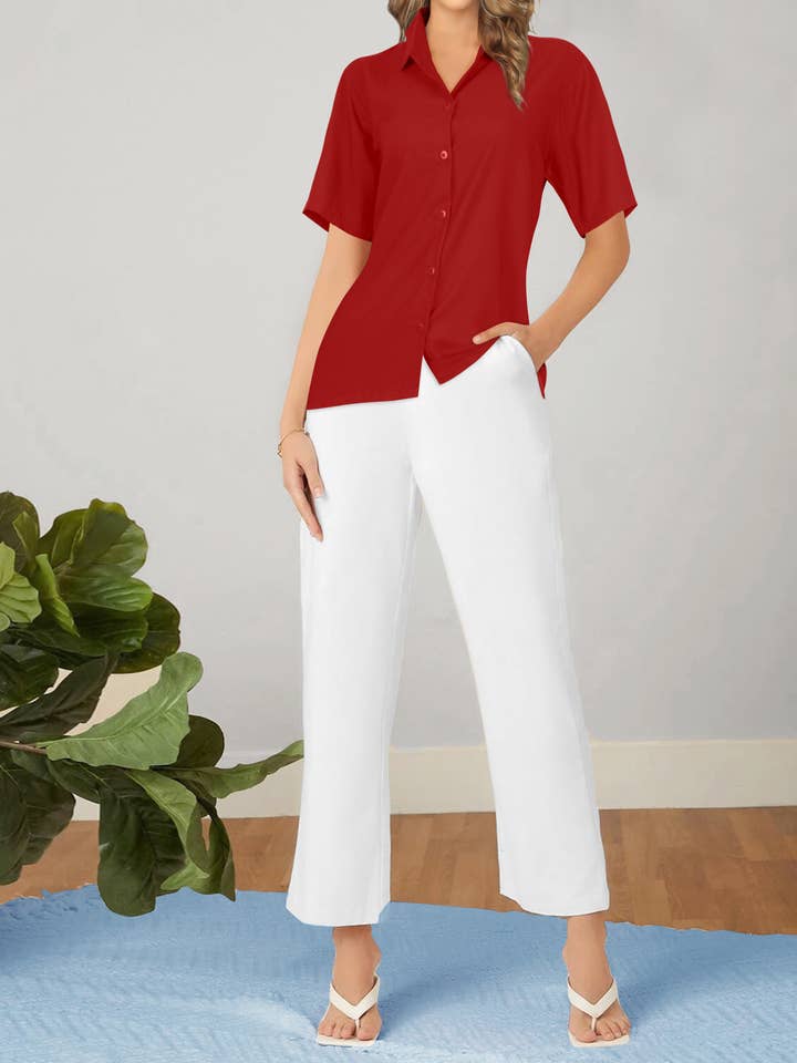 LA LEELA Women's Casual Solid Blouse Tops Business Sh 150494 for wholesale by La Leela LLC