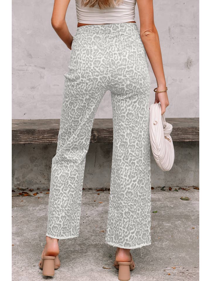 LA Society - Wholesale Jeans - Women's - LAS Leopard Frayed Edge Wide Leg High Waist Jeans (4-16)21