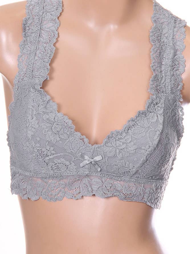 Stylish racerback lace bralette (6pc) for wholesale by Hana