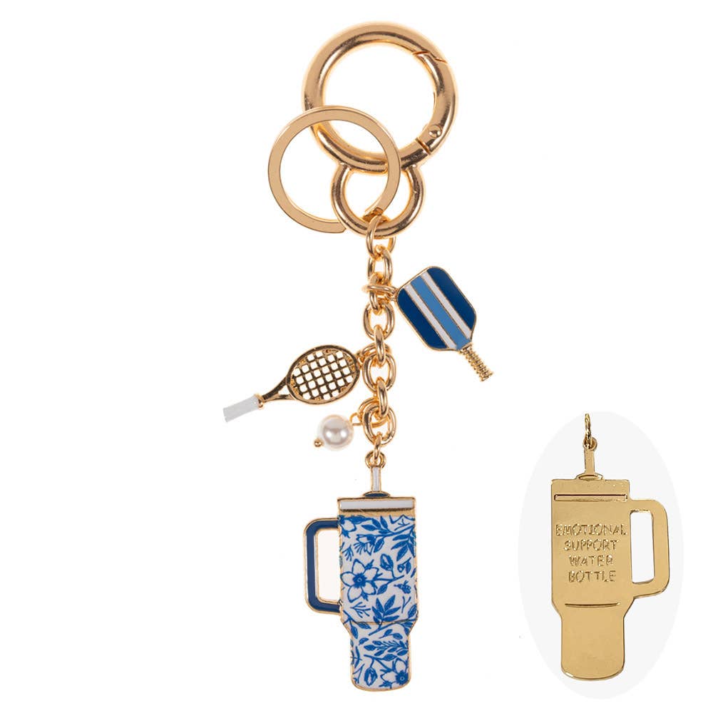 Sensibling Corp. – Großhandel Schlüsselanhänger – Damen – Emaille-Pickleball-Blumenmuster-Becher-Schlüsselanhänger-Taschenanhänger0
