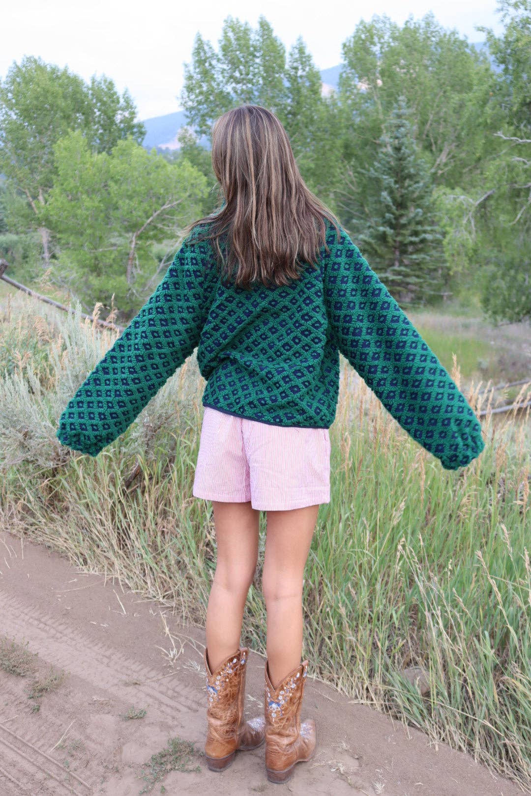 Midnight Lunch – Blusão - Mulher por atacado – Casaco Teton | Azul Marinho + Verde7