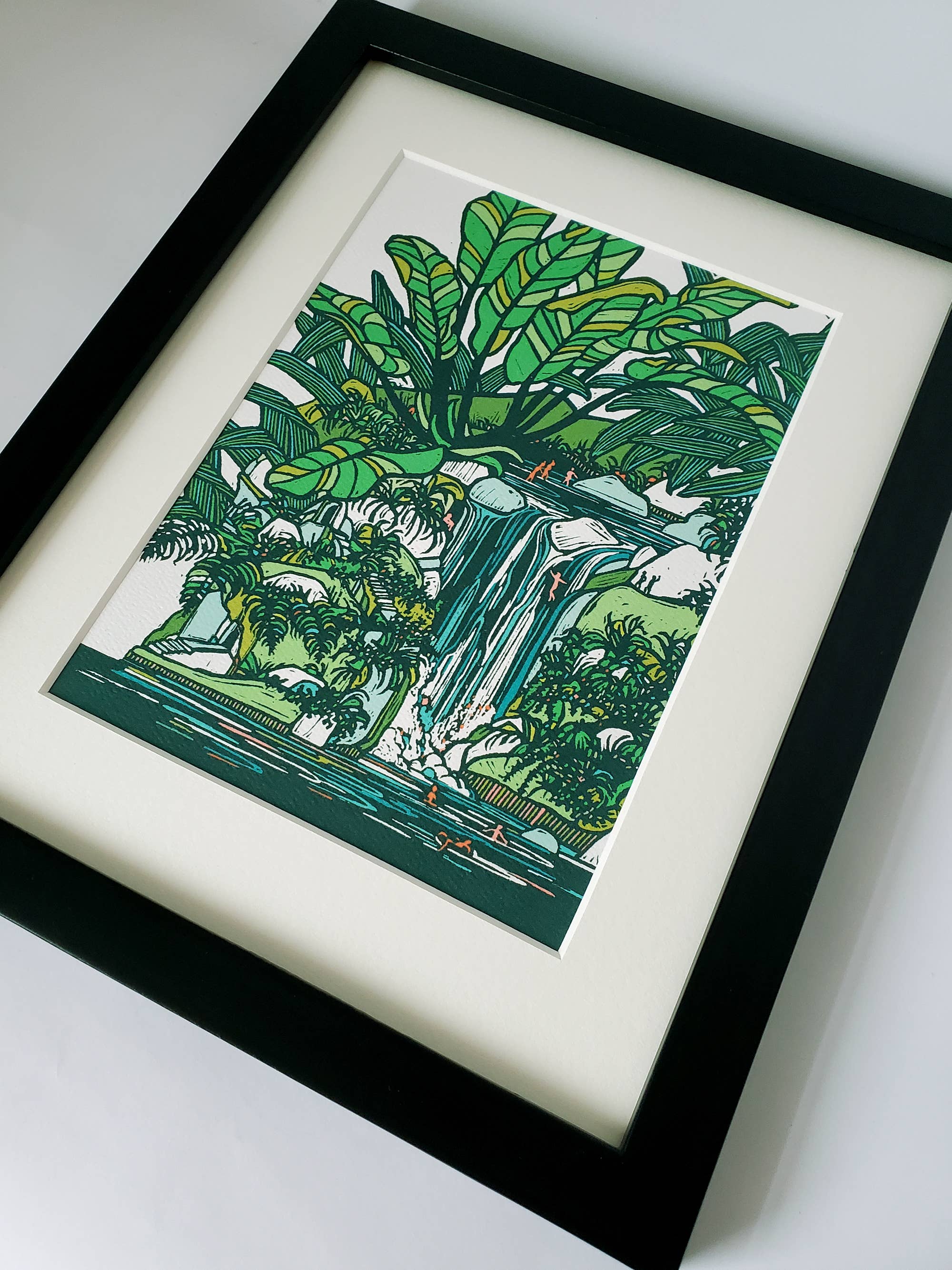 Little Green - Wholesale Art Print - Tropical Waterfall Hawaiian Landscape Matted Art Print3