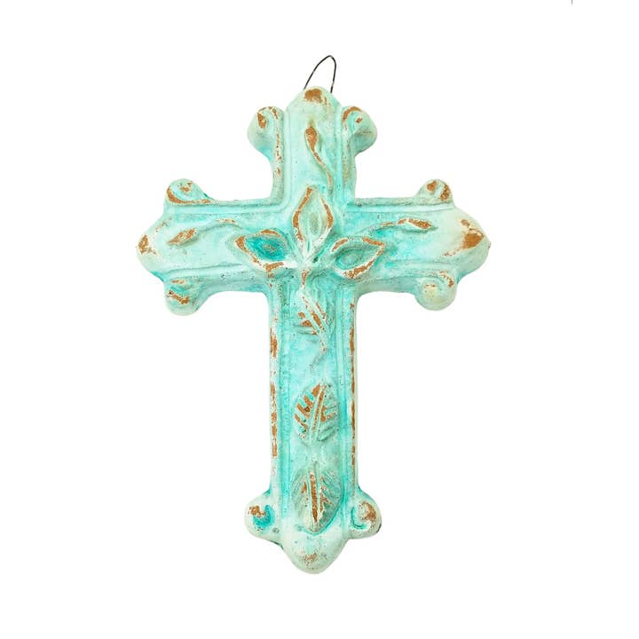 Pottery Cross With A Calla Lily Flower for wholesale by Sedona Spirit