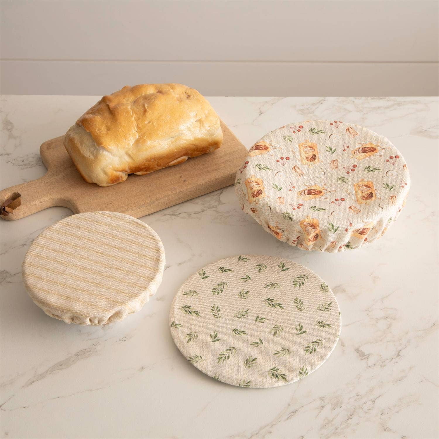 Audrey's Home & Gift - Wholesale Food Storage Wrap/Bag - Cloth Bowl Covers, Sourdough (Set of Sm, Med, Lg)1