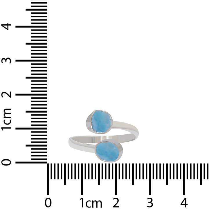 Nature Crafts – Engroshandel Solitairering – Naturlige ru Larimar 2-sten ringe til kvinder, 925 sølv