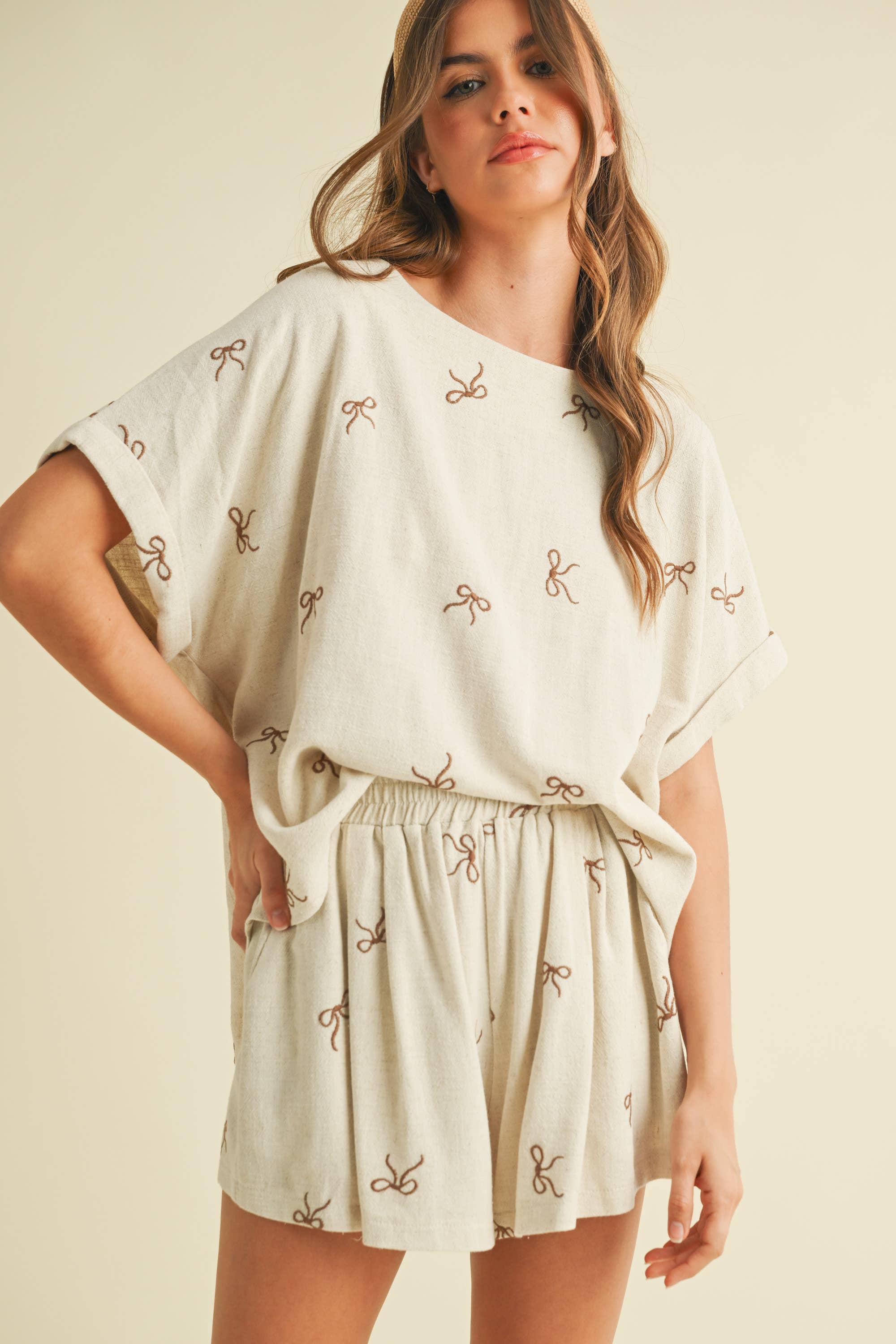 Klesis - Wholesale Top & Short Set (NOT Loungewear) - Women's - IST1598-H OVERSIZED SHORT SLEEVE TOP WITH BELTED SHORTS SET11