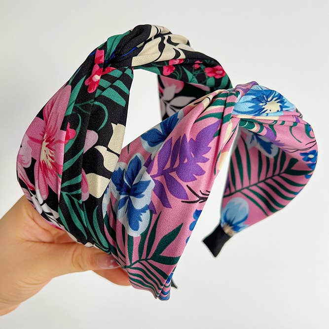 Tropical Floral Twist Headband for wholesale by Adorro