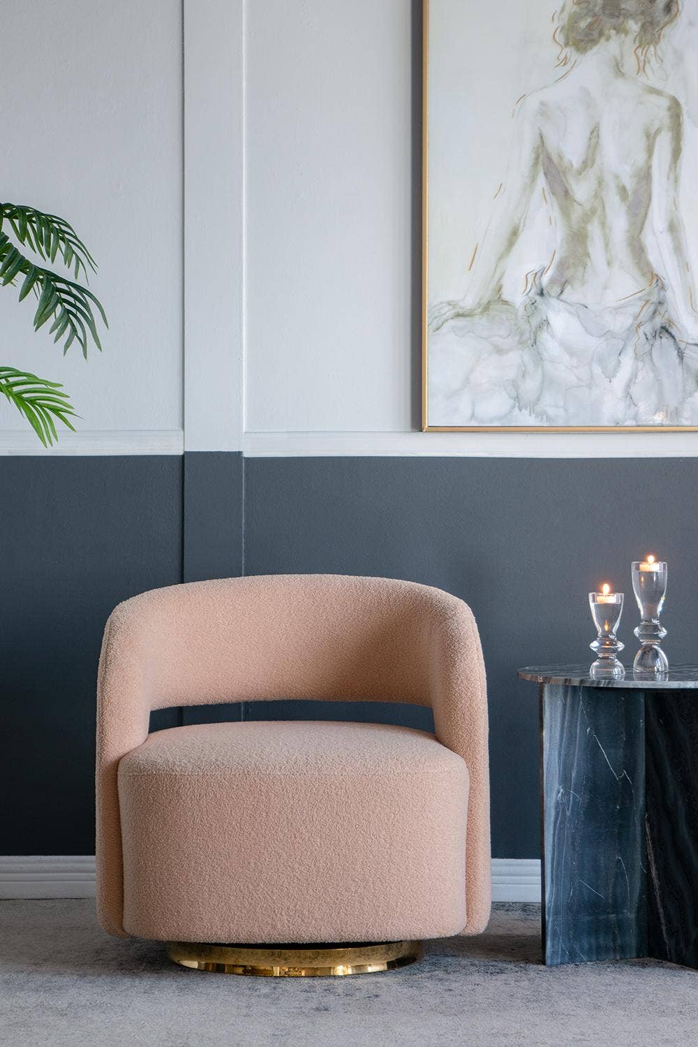 A&B Home Group Inc. - Vente Chaises - Fauteuil tonneau pivotant orange avec dossier surélevé 26,5x29,5x29,5"8