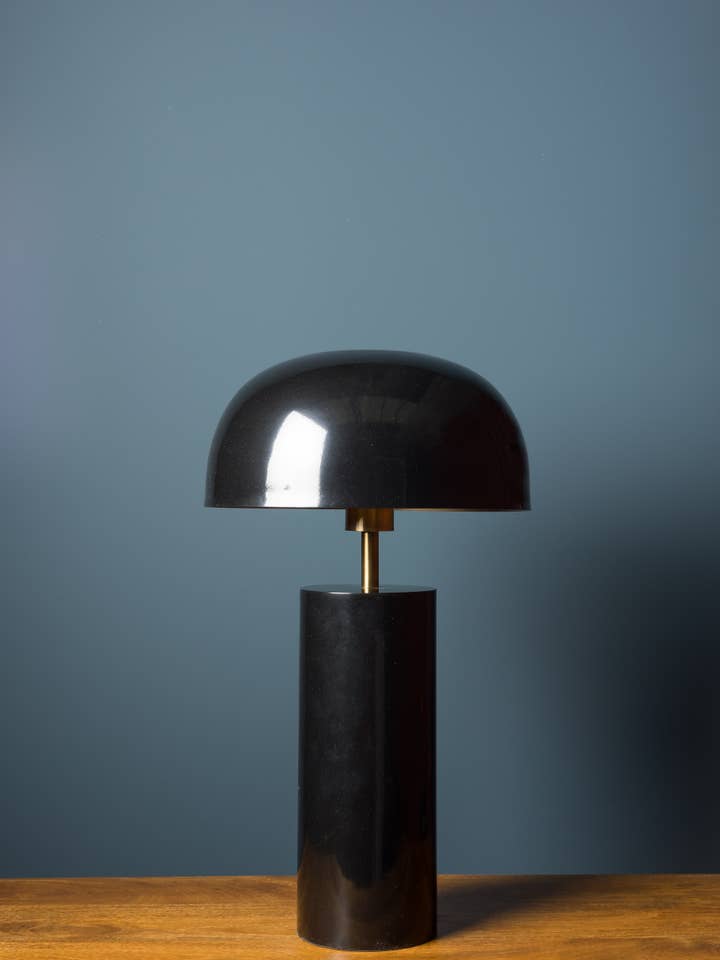 Black lacquer lamp with mushroom shade for wholesale by Chehoma USA
