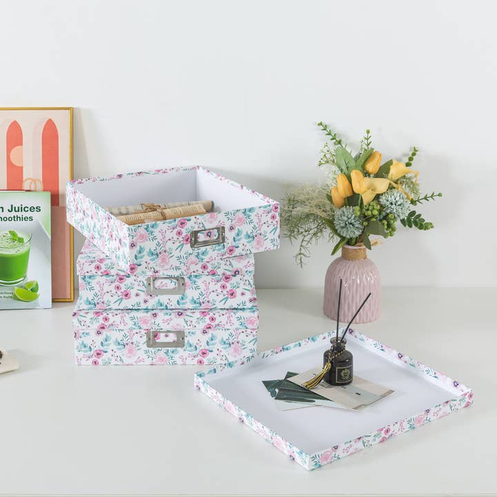 Soul & Lane - Wholesale Decorative Box - Set of 3 Floral Decorative Boxes with Lids for Documents