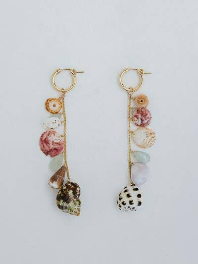 Charm Hoop Shell Pile Earrings | Drupe , Turban + Aquamarine for wholesale by Wings Hawaii