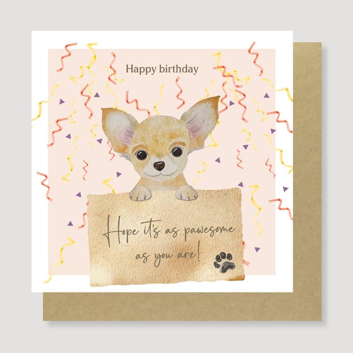 Chihuahua puppy birthday card for wholesale by Heather Trefusis Art - Greeting Cards (*US Duties Paid*)