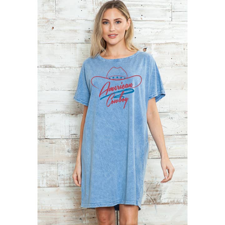 American Cowboy - Mineral Washed Dress for wholesale by Amused by Blue