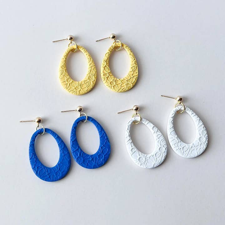 Floral Polymer Clay Dangle Earrings: Boho Statement Jewelry for wholesale by Timber & Clay