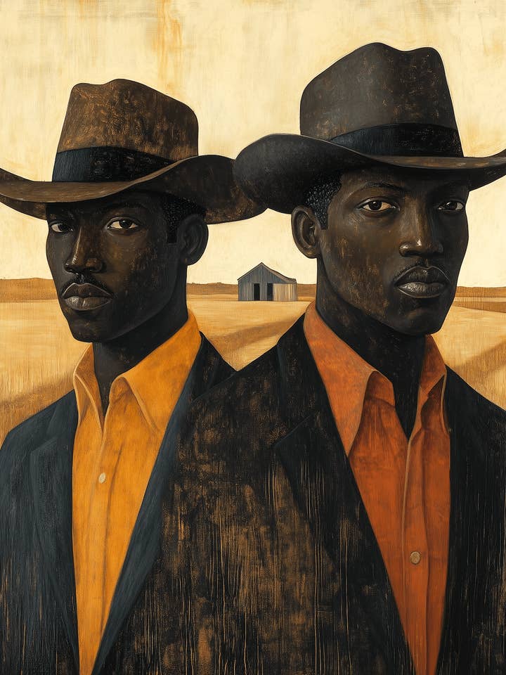 Cowboy Folk Art Primitive Painting - Cowboy Western Art Prints 8"x10" Artwork for wholesale by Mowbi