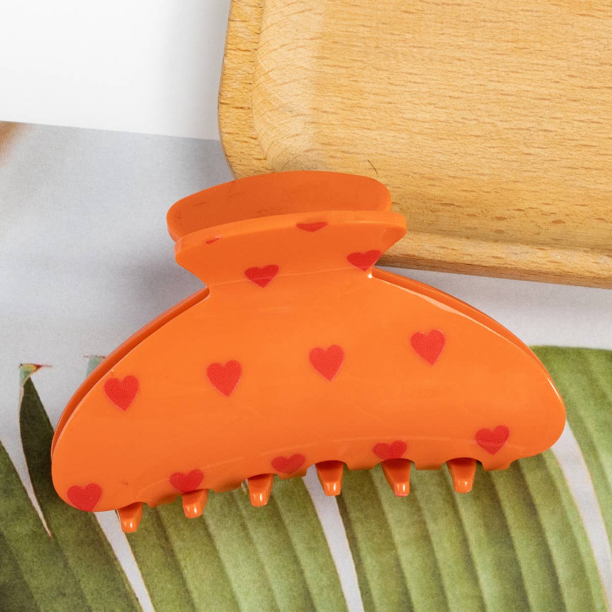 ACCITY - Wholesale Hair Clip - Women's - Mini Heart Acrylic Hair Claw,Creative Print Clip_CWAHA06783