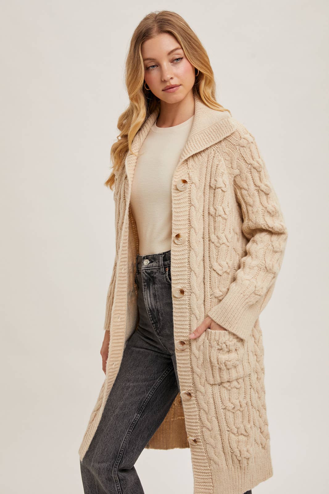 Bluivy - Vente Cardigan – femme - CARDIGAN EN MAILLE TORSADÉE BOUTONNÉE13