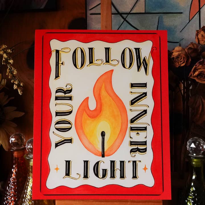 Suivez votre lumière intérieure Art imprimé inspirant en lettrage à la main pour la vente par For Tha Masses Design