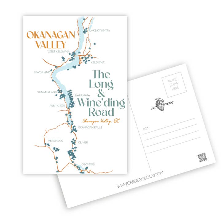 Den långa & Vinande vägen - Okanagan Valley vykort för wholesale av Cardideology