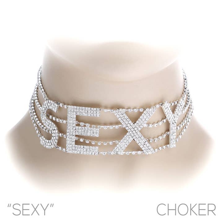 Western Fashion – wholesale Choker/collar – 16948 - Rhinestone Sexy Statement Choker, 11.5x5"1