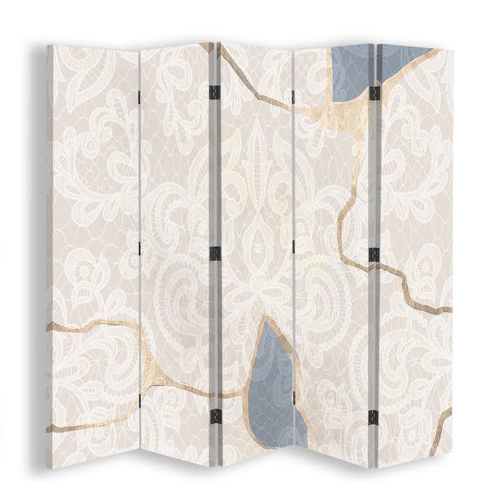 5 Piece Beige Delicate Pattern Room Divider for wholesale by Motivartdesign