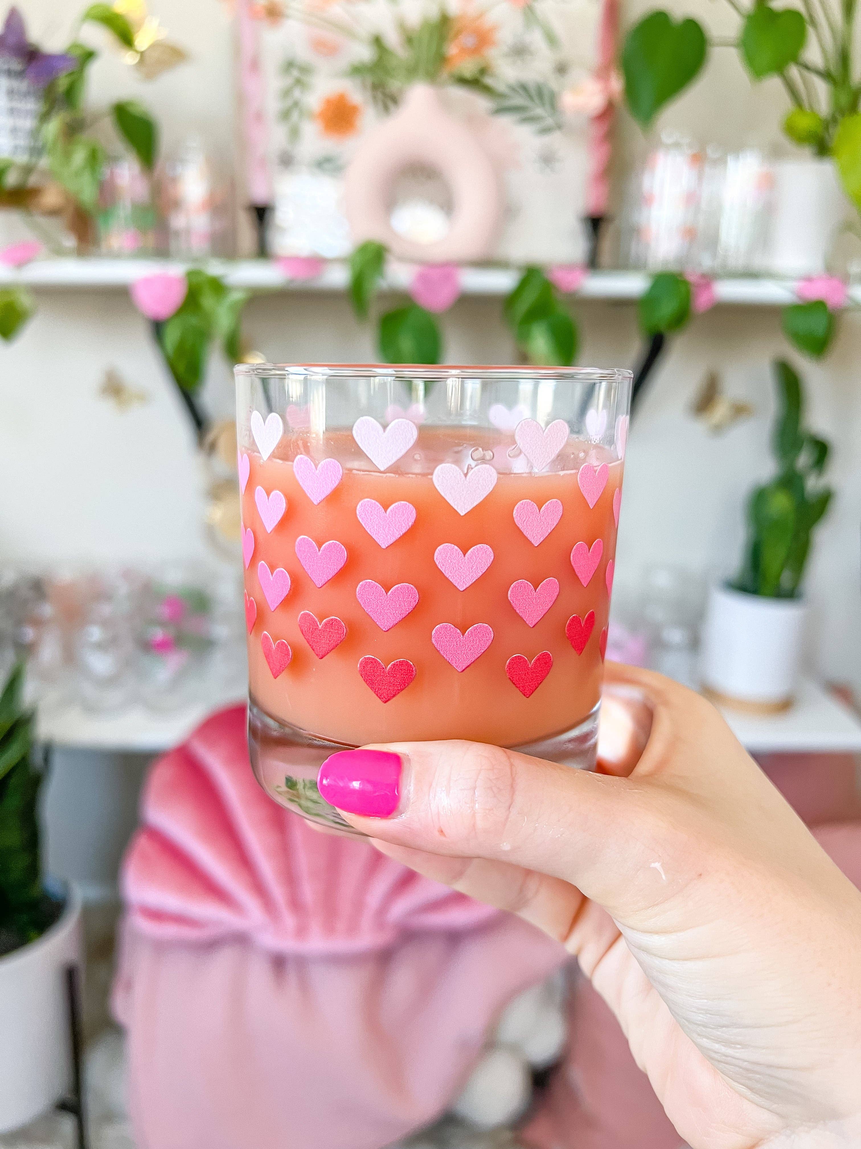 Hart and Flora Shop - Wholesale Cocktail/Liquor Glass - 11oz Red Hearts Cocktail Glass1