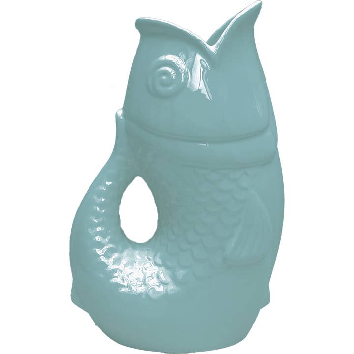 XXL Frosted Blue Fish Vase L16.5 W26 H39.5 cm for wholesale by Opjet Paris