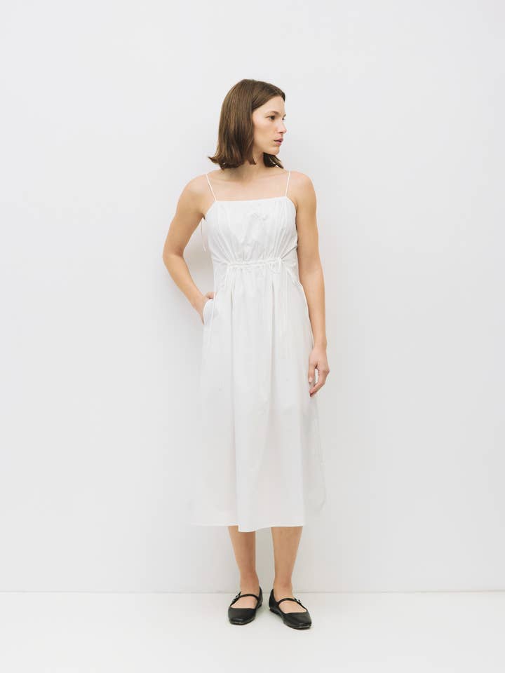 MOD REF - Wholesale Dress - Women's - The Isadora Dress | Poplin Midi Dress with Shoulder Ties